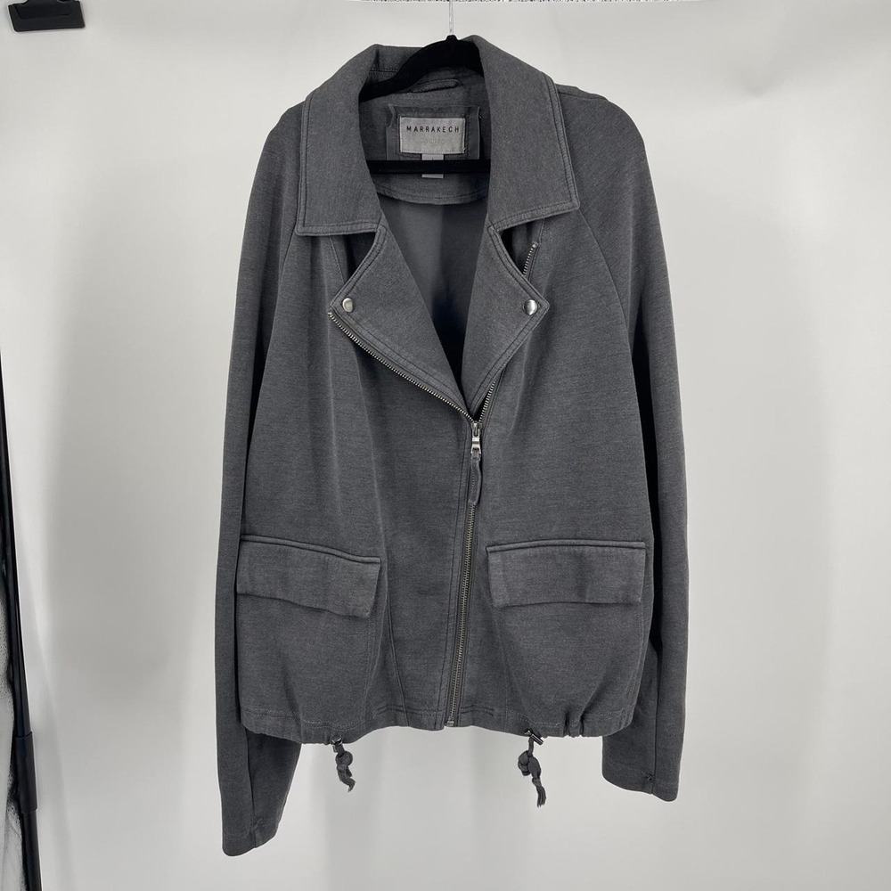 Anthropologie Marrakech Women's Lightweight Moto Jacket Double Breasted L Grunge